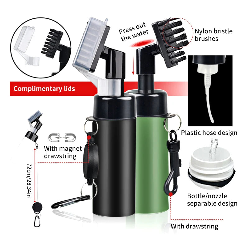 Golf Clean Brush Portable Golf Club Groove Brush with Push Type Water Bottle Water Brush Golf Clubs Cleaning Golf Accessories